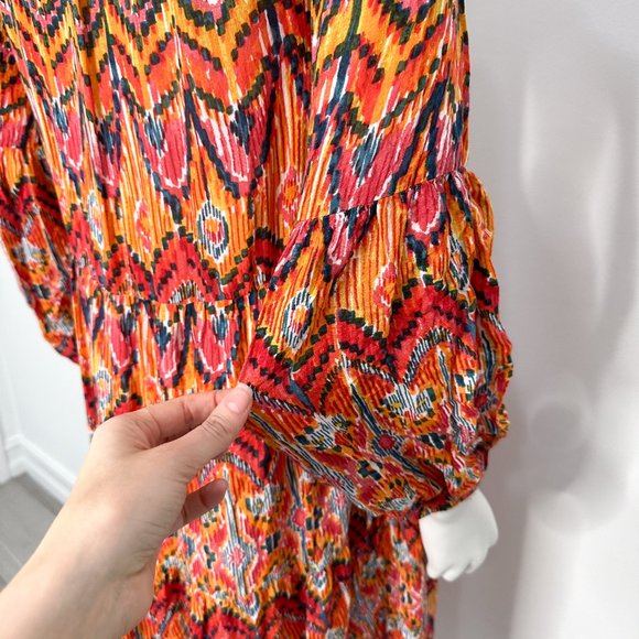 Anthropologie Maeve Tamarind Tiered Maxi Dress in Ikat Multicolor Print Size SP - Picture 13 of 15